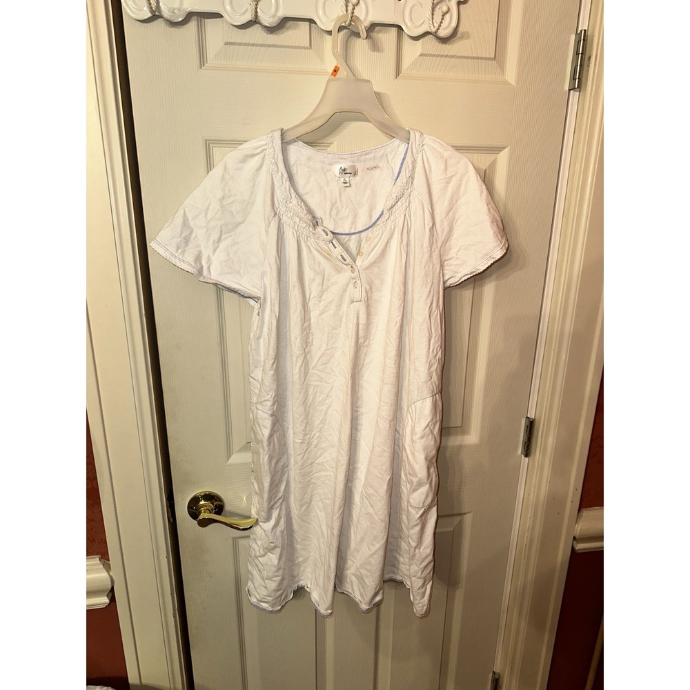 Aria Collection Women's White Short Sleeve Nightgown Size XL